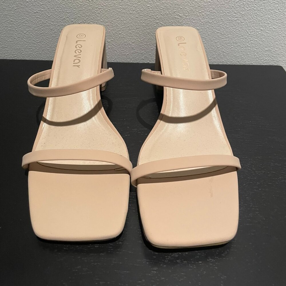 Leevar Square Nude Toe Heeled Sandals